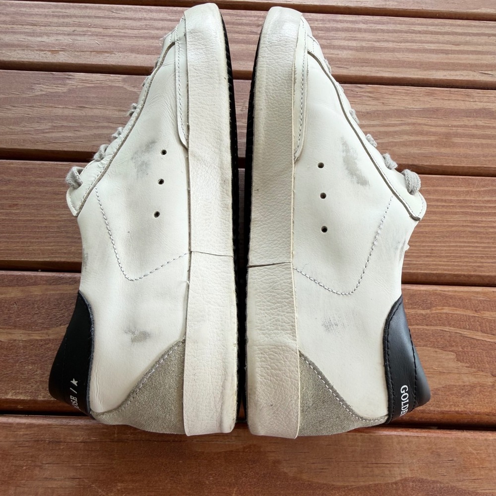 Golden Goose Super-Star Classic White Black Leather Low Sneakers 37 Italy US 7 - Picture 7 of 9